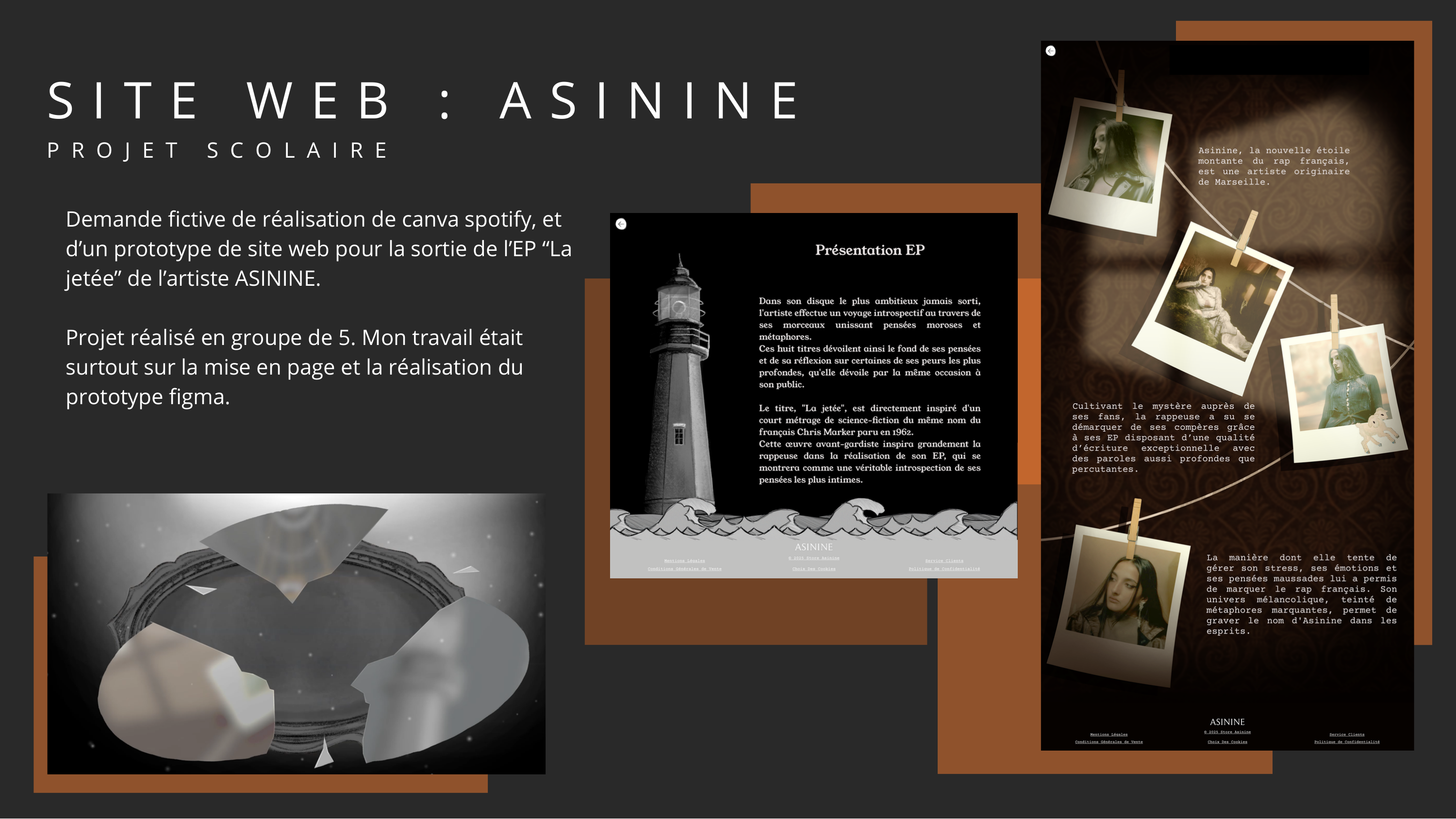 Site Web Asinine — prototype Figma pour la sortie de l'EP « La jetée ».