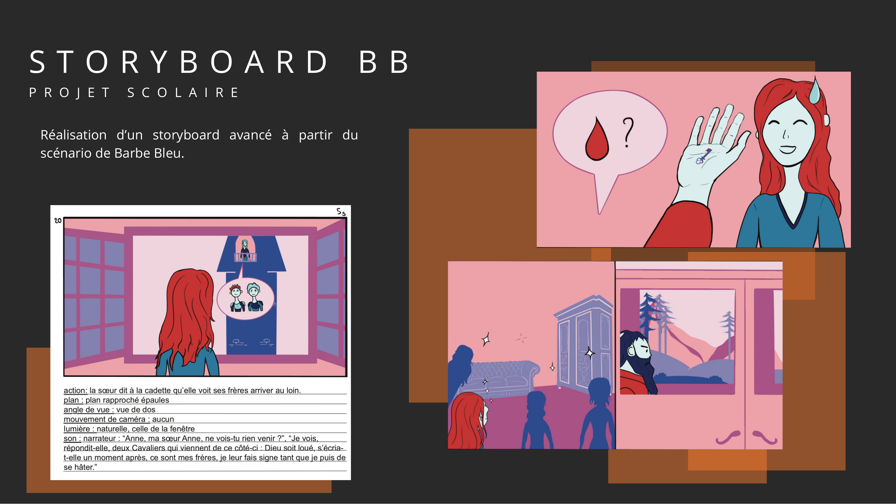 Storyboard d'après le scénario de Barbe Bleue.
