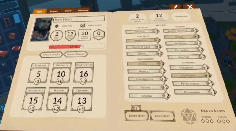 Fiche de personnage — références VR.