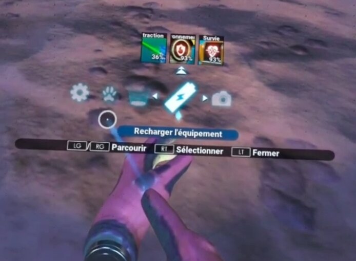 Menus de développement — No Man's Sky.